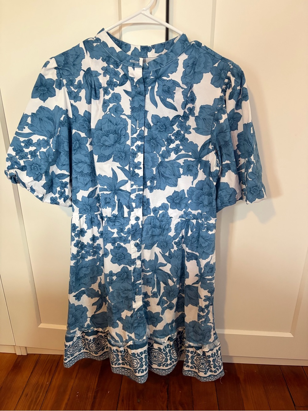 Joie White Dress with Blue Floral Print